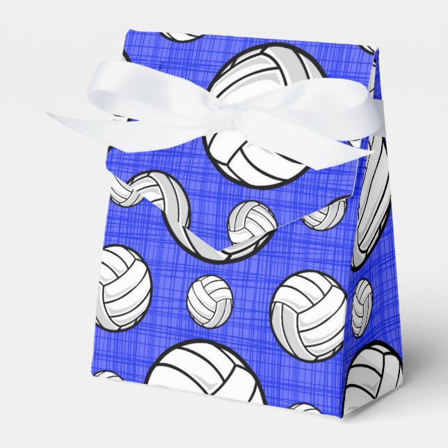 Royal Blue Volleyball Pattern Favour Box (Front Side)