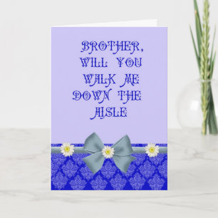 Royal Blue Walk me Down the Aisle request Invitation
