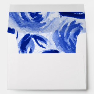 Royal Blue Watercolor Floral Wedding Envelopes