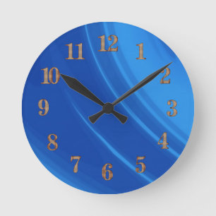 Royal Blue Waves Round Clock