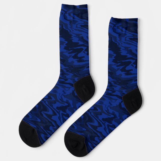 Royal Blue Wavy Water Pattern Socks (Left)