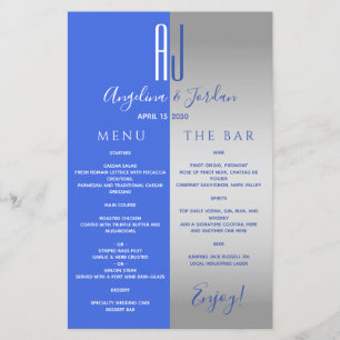 Royal Blue Wedding Bar Menu