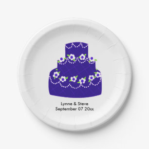Royal Blue Wedding Cake Paper Plate