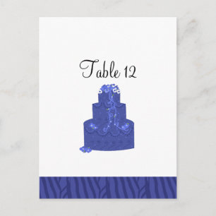 Royal Blue Wedding Cake Table Seating Card