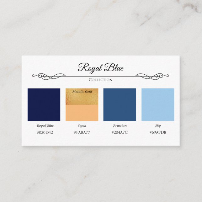 Royal Blue Wedding Collection Colour Swatch Card (Front)