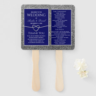 Royal Blue Wedding Hand Fan