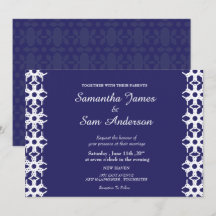 Royal Blue Wedding Invitation Card