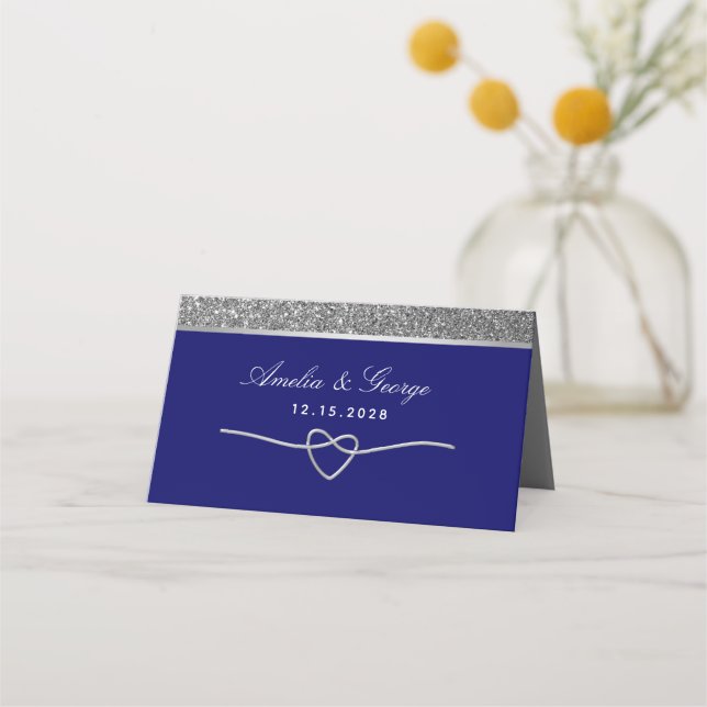 Royal Blue Wedding Place Card (Back)