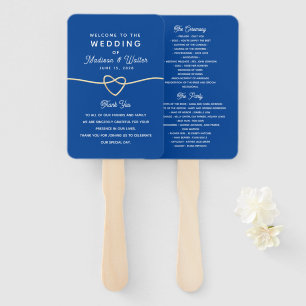 Royal Blue Wedding Program Hand Fan