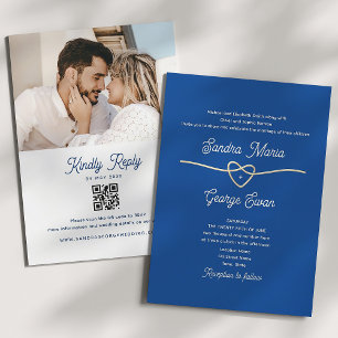 Royal Blue Wedding QR Code Invitation