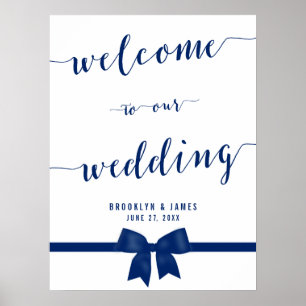 Royal Blue Wedding Reception Sign Print 18x24