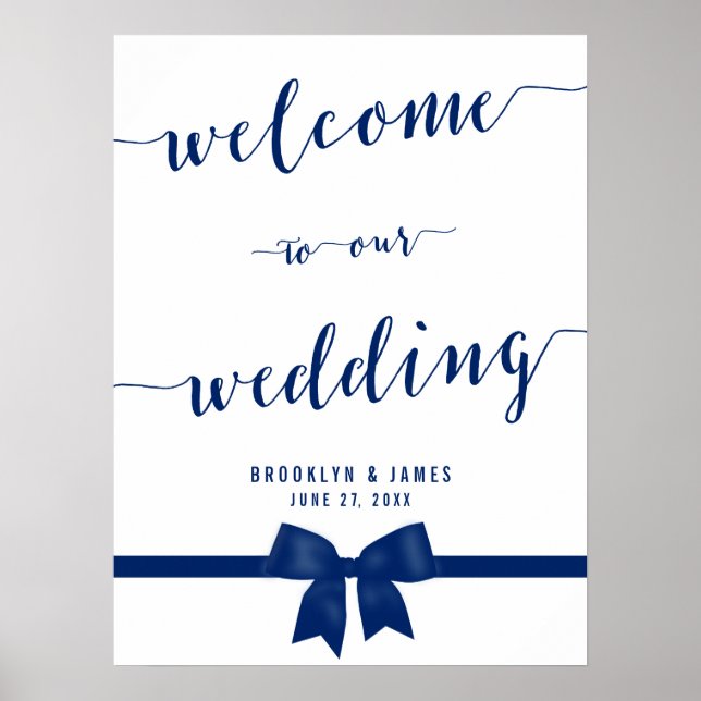 Royal Blue Wedding Reception Sign Print 18x24 (Front)