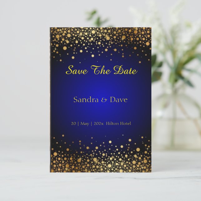 Royal Blue wedding Save the date invitation photo  (Standing Front)