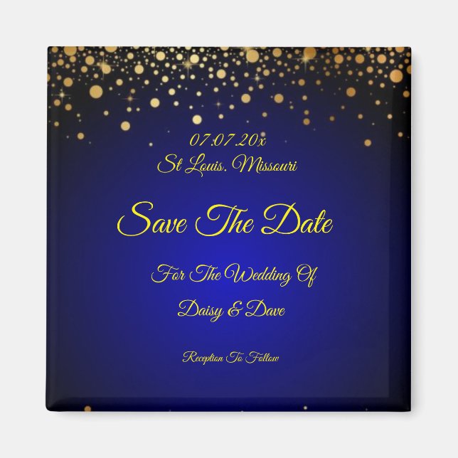 Royal Blue Wedding Save The Date Magnet  (Front)