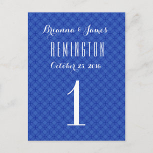 Royal Blue Wedding Table Number Card V02