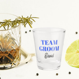 Royal Blue Wedding Team Groom Personalised Shot Glass