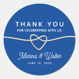 Royal Blue Wedding Thank You Classic Round Sticker