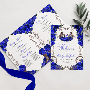 Royal Blue Western Charro Quinceañera Program Invitation