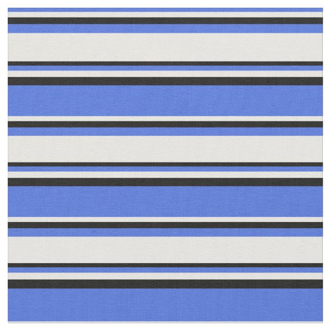 Royal Blue, White, and Black Coloured Pattern Fabric (Close Up)