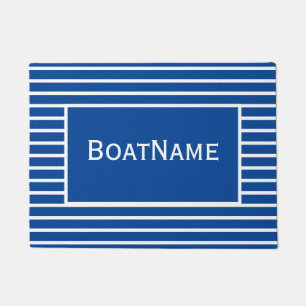 Royal Blue & White Boat Name Doormat