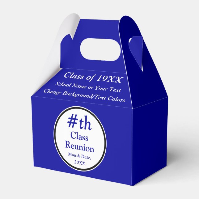 Royal Blue, White, Class Reunion Gift Bag Ideas,  Favour Box (Front Side)