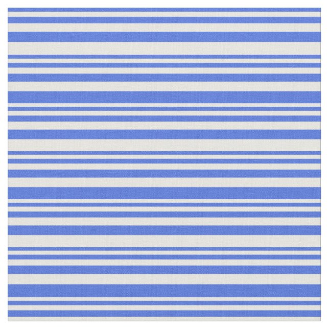 Royal Blue & White Coloured Lined Pattern Fabric (Close Up)