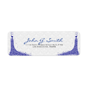 Royal Blue & White Damasks Wedding Dress