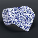 Royal Blue & White Floral Paisley Pattern Tie<br><div class="desc">Elegant royal blue vintage floral paisley damasks pattern over white background you can change.
Adjustable size of the print and background colour.</div>