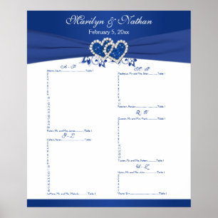 Royal Blue, White Floral Reception Seating Chart 2