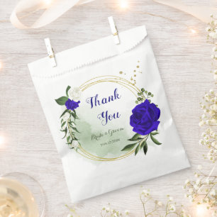 royal blue & white flowers greenery wedding favour bags