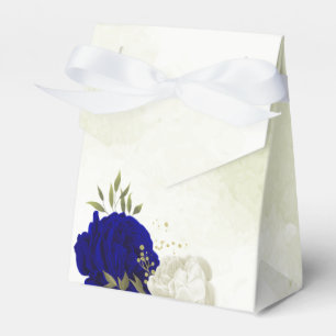 royal blue white flowers greenery wedding favour box