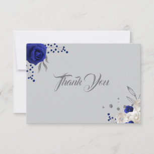 royal blue white flowers silver grey thank you