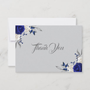 royal blue white flowers silver grey thank you