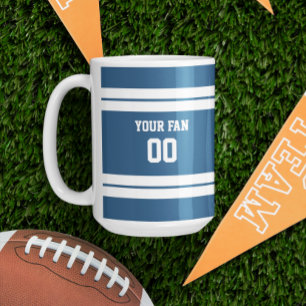 Royal Blue & White Football Team Personalised Coffee Mug