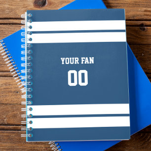 Royal Blue & White Football Team Personalised Notebook