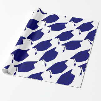 ROYAL BLUE & WHITE GRADUATION WRAPPING PAPER