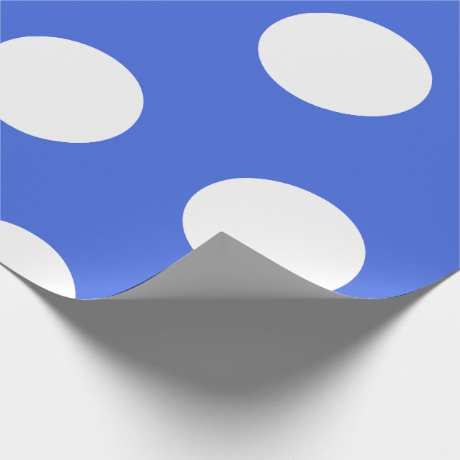 Royal Blue White Large Polka Dots Wrapping Paper (Corner)