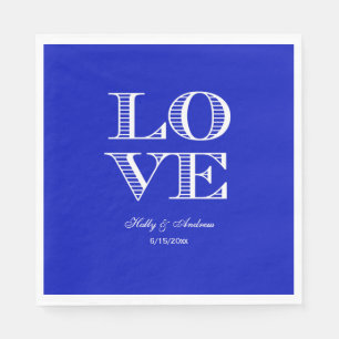 Royal Blue, White LOVE Napkins
