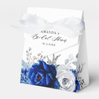 Royal Blue White Metallic Silver Floral Wedding
