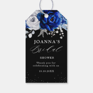 Royal Blue White Metallic Silver Floral Wedding Gi Gift Tags