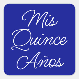 Royal Blue White Modern Script Mis Quince Anos Square Sticker