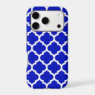 Royal Blue White Moroccan Quatrefoil Pattern #5