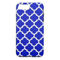Royal Blue White Moroccan Quatrefoil Pattern #5