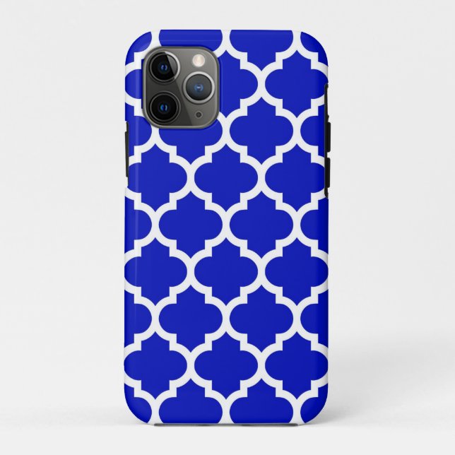 Royal Blue White Moroccan Quatrefoil Pattern #5 Case-Mate iPhone Case (Back)