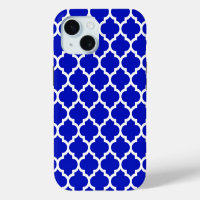Royal Blue White Moroccan Quatrefoil Pattern #5