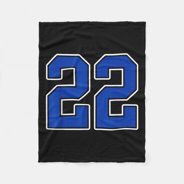 Royal Blue White Number 22 Jersey Player Uniform # Fleece Blanket (Front)