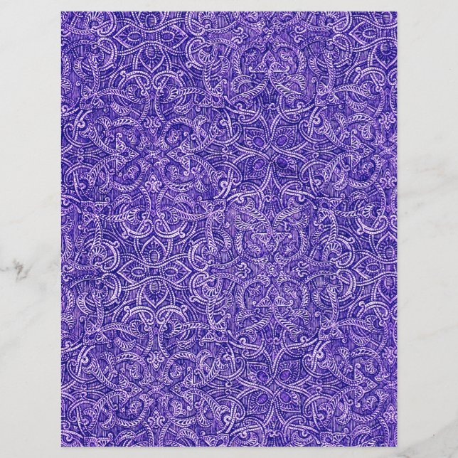 Royal blue white ornate pattern scrapbook paper (Front)