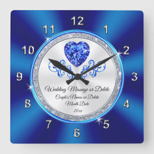 Royal Blue, White Personalised Clock Wedding Gift