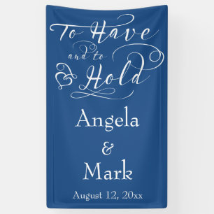 Royal Blue White Personalised Wedding Banner