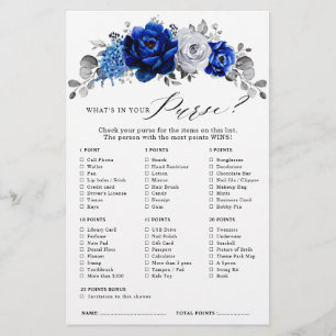 Royal Blue White Silver Floral Bridal Shower Game